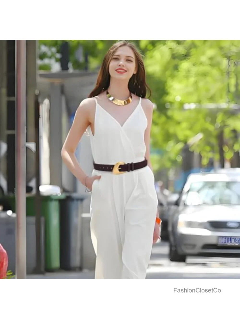 Genuine Suede Leather Wide Belt with Gold-Tone Buckle for Dresses Jeans Trousers